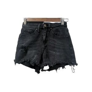 Abound Womens High Rise Distressed Jean Shorts Size 23 Black Cutoff Summer